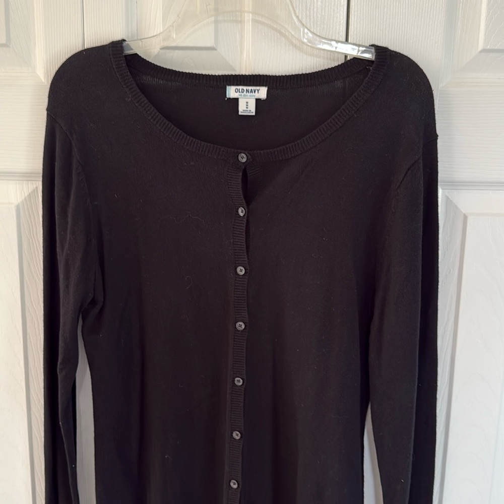 Old Navy Rich Black Cotton/Viscose Button Down Cardigan - Size M-Great Condition